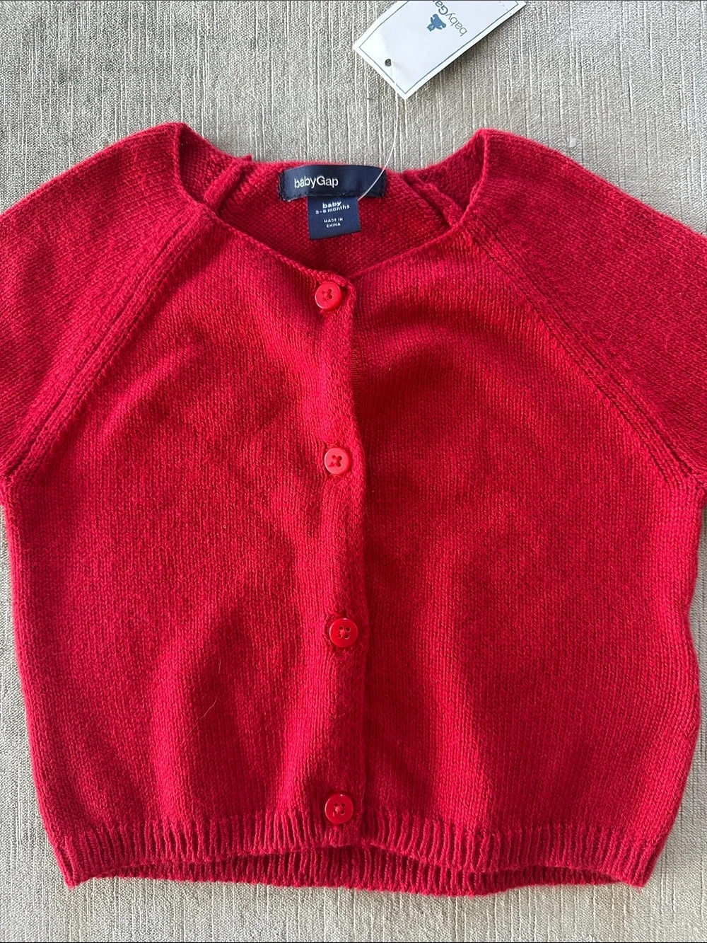 Raglan sleeve Red cardigan 3-6 months 23-27 in 12-17 lb